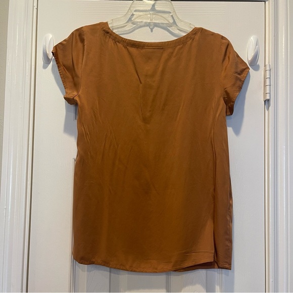 Pure Jill Women’s Sz XS  Short Sleeve Top Saffron Rust Minimalist Basic Quality - Picture 2 of 8